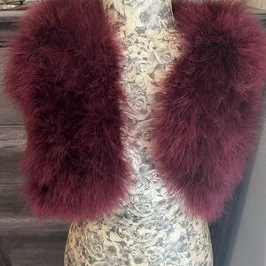 Elegant Real Turkey feather Vest in Rich Burgundy